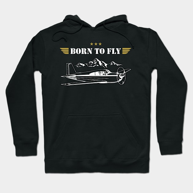 BORN TO FLY Plane Pilot - single airplane Hoodie by Pannolinno